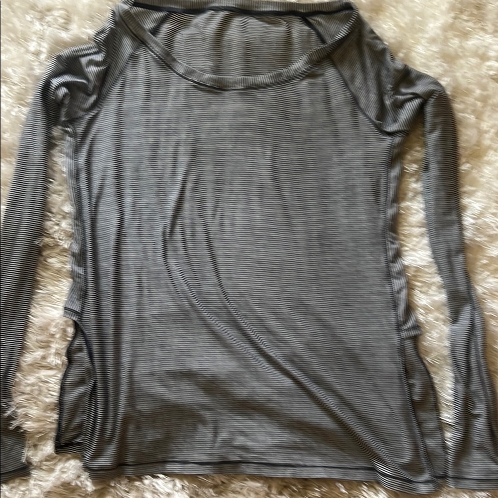 Striped Gray Long Sleeve Women's Top